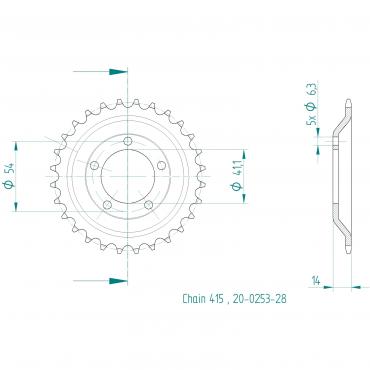 ESJOT  Sprocket 28 Z