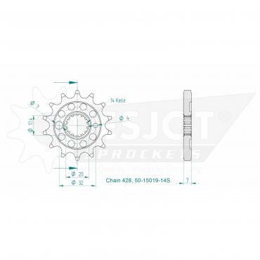 ESJOT Sport front sprocket (428) 14 Z