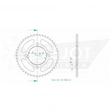 ESJOT Sprocket steel 45 Z silver