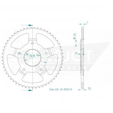 ESJOT Sprocket steel 55 Z silver