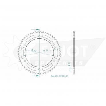 ESJOT Sprocket steel 52 Z silver