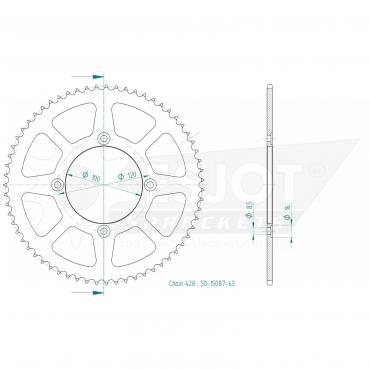 ESJOT Alu-Sprocket  Beta 125RR/LC 63Z