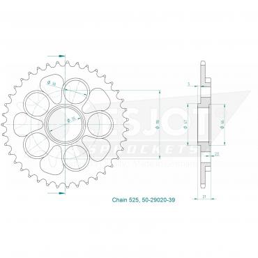 ESJOT Sprocket steel 39 Z silver Ducati