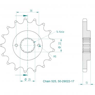 ESJOT Front Sprocket 17 Z