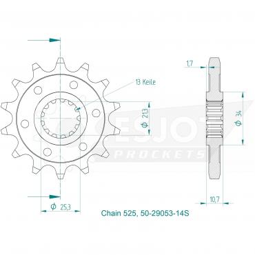 ESJOT Sport front sprocket 14 Z