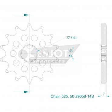ESJOT Sport front sprocket 14 Z