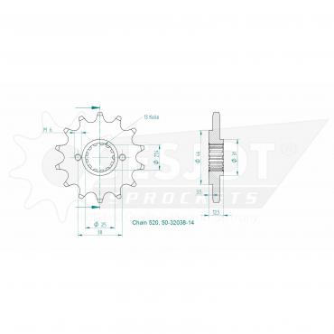 ESJOT sprocket 14 Z