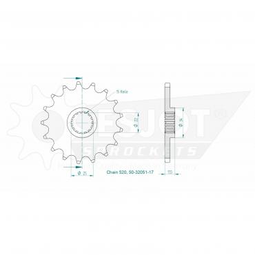 ESJOT Front sprocket 17 Z