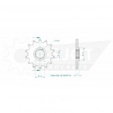 ESJOT Front sprocket 14 Z