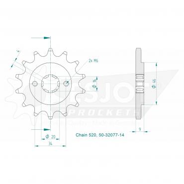ESJOT Front sprocket 14 Z