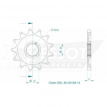 ESJOT Front sprocket 13 Z