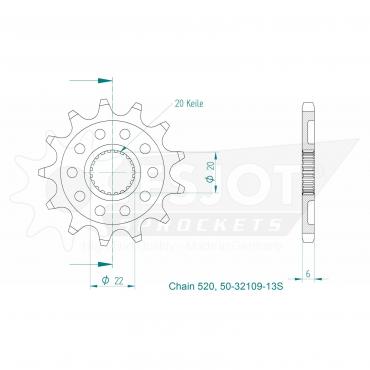 ESJOT Sport front sprocket 13 Z