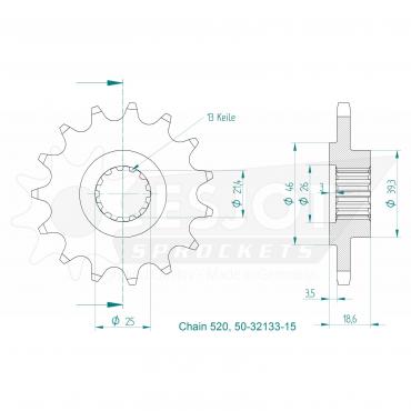 ESJOT Front sprocket 15 Z