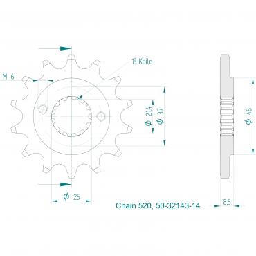 ESJOT Front Sprocket 14 Z