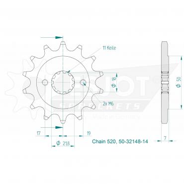 ESJOT Front sprocket 14 Z