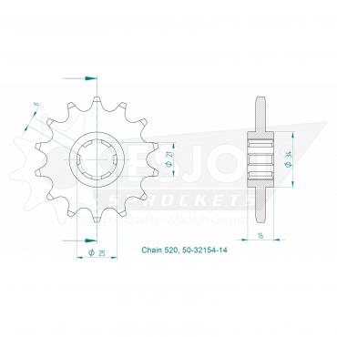ESJOT Front Sprocket 14 Z