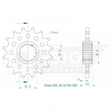 ESJOT Sport front sprocket 16 Z