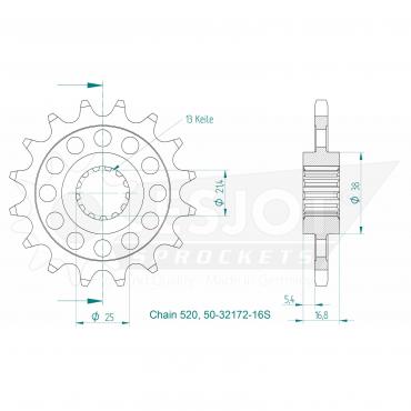 Sport front sprocket 16 Z