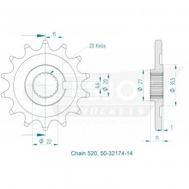 ESJOT Front Sprocket 14 Z