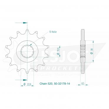 ESJOT Front sprocket 14 Z