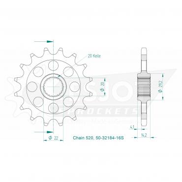 ESJOT Front sprocket 16 Z S
