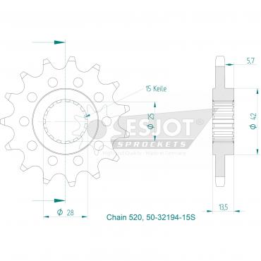 ESJOT Sport front sprocket 15 Z