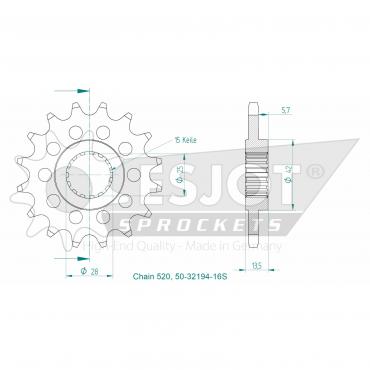 ESJOT Sport front sprocket 16 Z