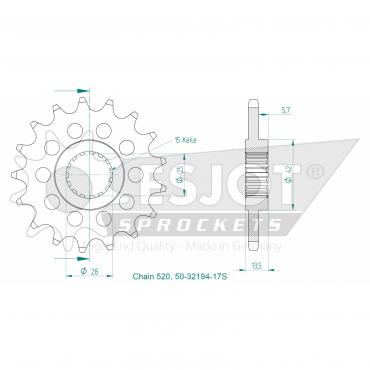 ESJOT Sport front sprocket 17 Z