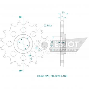 ESJOT Sport front sprocket 16 Z