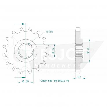ESJOT Front Sprocket 16 Z