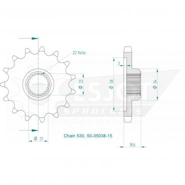 ESJOT Front Sprocket 15 Z
