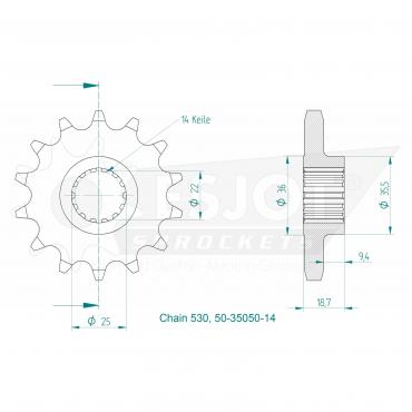 ESJOT Front Sprocket 14 Z
