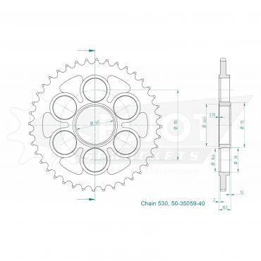 ESJOT Sprocket steel 40 Z silver Ducati