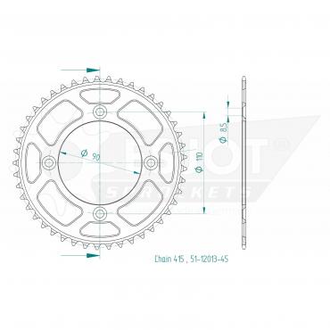 ESJOT  Alu-Sprocket 45 Z