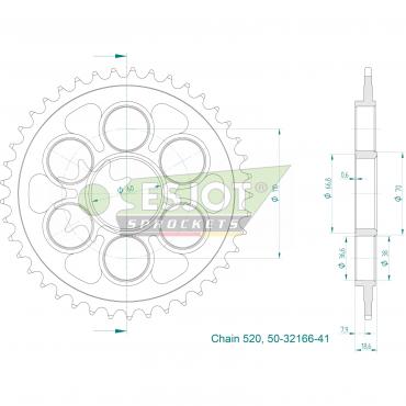 ESJOT Kettenrad Stahl 41 Z silber Ducati