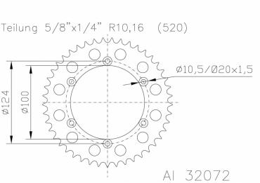 ESJOT Aluminum Sprocket steel 520Partition 771495 Z = 40