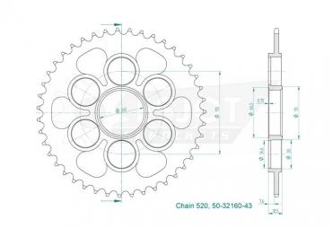 Esjot Kettenrad 43 Z Ducati Silber