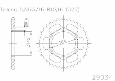 ESJOT Sprocket steel 44 Z silver