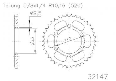 ESJOT Sprocket steel 45 Z