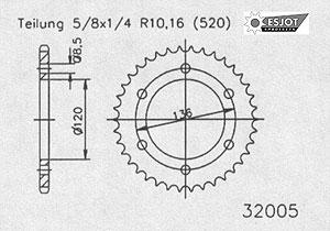 ESJOT Sprocket steel 39 Z