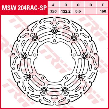 TRW RACING Bremsscheibe ohne ABE MSW204RACSP