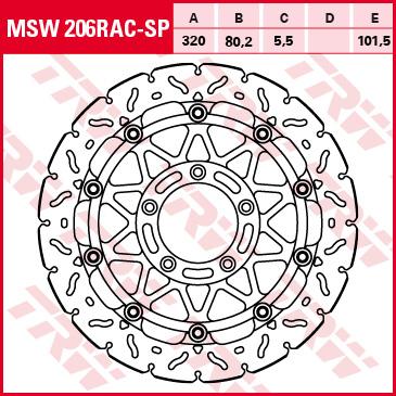 TRW RACING Bremsscheibe ohne ABE MSW206RACSP