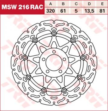 TRW RACING Bremsscheibe schwimmend MSW216RAC