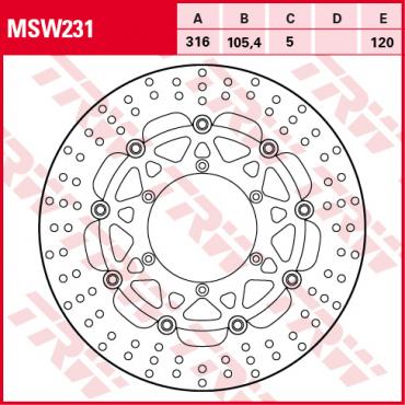 TRW Bremsscheibe schwimmend MSW231