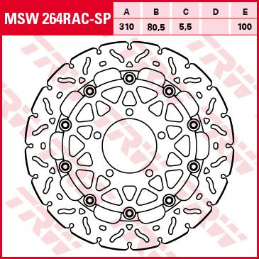 TRW RACING Bremsscheibe ohne ABE MSW264RACSP