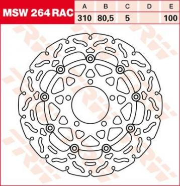 TRW RACING Bremsscheibe schwimmend MSW264RAC