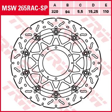 TRW RACING Bremsscheibe ohne ABE MSW265RACSP