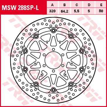 TRW RACING Bremsscheibe ohne ABE MSW288SP-L