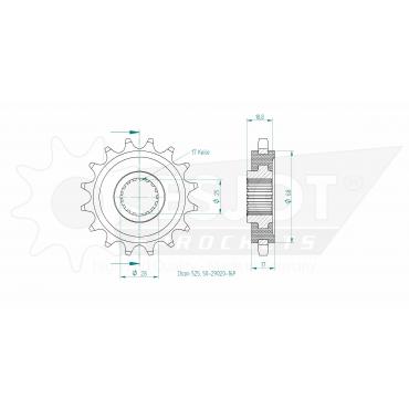 ESJOT Ritzel 16 Z gummiert